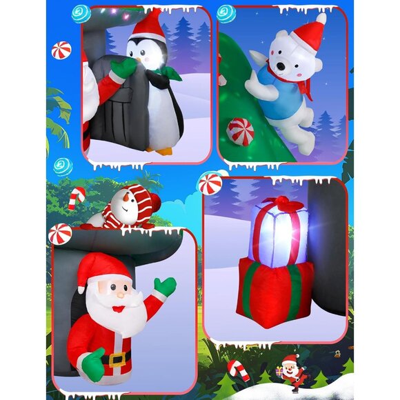 🆕7FT Christmas Inflatables Mushroom House with Santa Outdoor Decorations - Picture 5 of 9